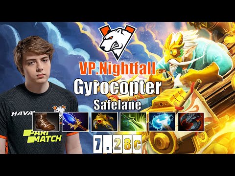 Gyrocopter Safelane | VP.Nightfall | CRAZY MONSTER DAMAGE BUILD | 7.28c Gameplay Highlights
