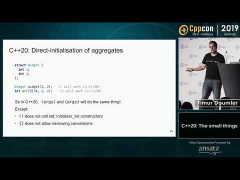CppCon 2019: Timur Doumler “C++20: The small things”