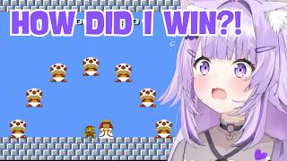 Okayu PANICS and accidentally beats Super Mario Bros