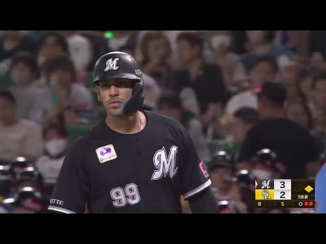 【3回表】打たれたら打ち返す!! マリーンズ・ソト レフトへ勝ち越しタイムリーヒット!!  2024年7月17日 福岡ソフトバンクホークス 対 千葉ロッテマリーンズ