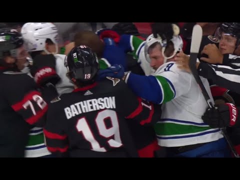 End Of Game Scrum Breaks Out Between Vancouver Canucks And Ottawa Senators