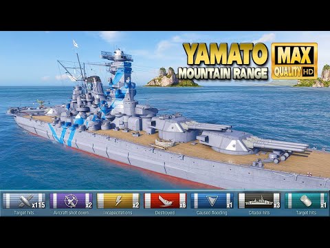 battleship Yamato dominates on map Mountain Range - World of Warships