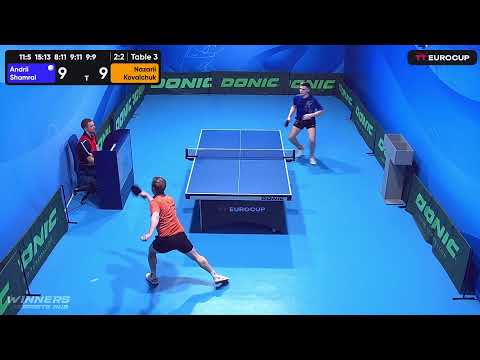 18:00 Andrii Shamrai 3-2 Nazarii Kovalchuk 29.04.2023 TT Euro.Cup Ukraine Star. Table 3