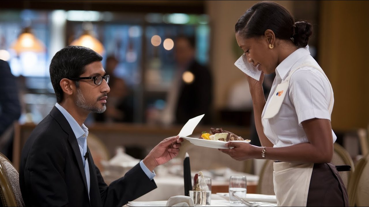 Black Waitress Serves Sundar Pichai, Then He Gives Her A Note. When She Reads It, Starts Crying ...