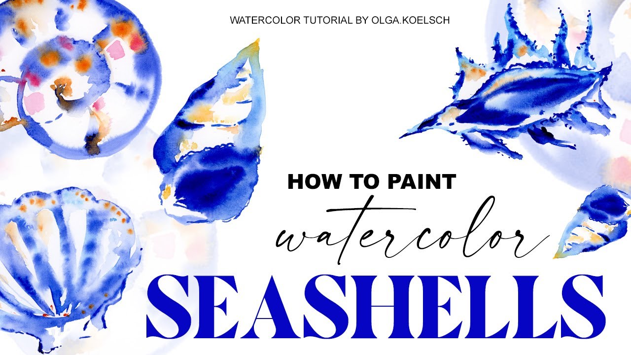 How to paint watercolor seashells (Easiest way to paint and relax)