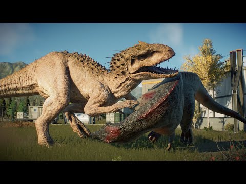 Epic Dinosaur Battle Royale in Jurassic World Evolution 2 Carnotaurus vs Indominus Rex vs Indoraptor