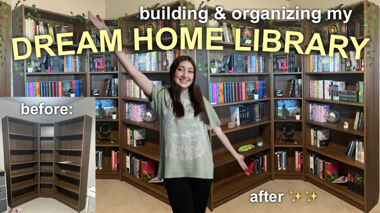 building & organizing my dream home library! bookshelf set up & tour 🛠️📚✨ [moving vlog ep. 2]