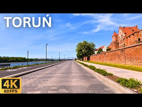 TORUŃ Polska 🇵🇱 | Miejska Wycieczka Samochodowa 4K 🚗 Odkryj Stare Miasto i Widoki na Wisłę
