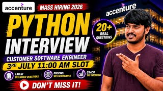 Accenture Python Interview Experience | 3rd July 2026 11:00 AM Slot | Real Questions Asked
