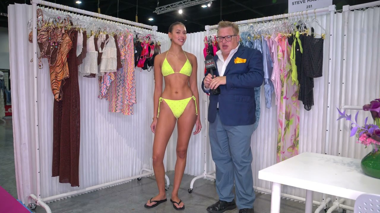 Swimsuit model Maria wearing Steve Madden at Cabana Swim Show /Miami Beach Conv. Center