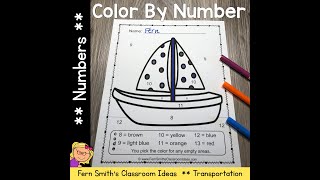 Color By Number Know Your Numbers Transportation With Bonus Free Coloring Pages