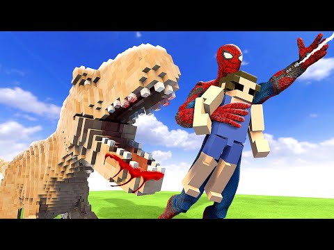 Spiderman Saves Ragdolls From DINOSAURS - Teardown Mods Gameplay