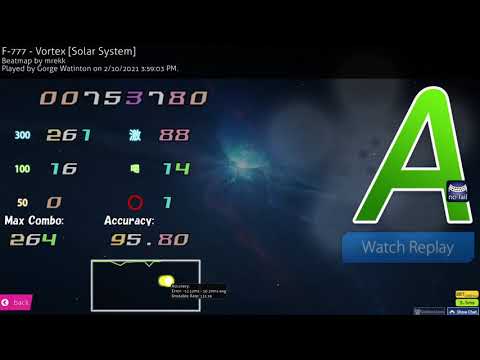 OSU F-777 - Vortex [Solar System] 1X play (shitmiss included!). Beatmap by mrekk