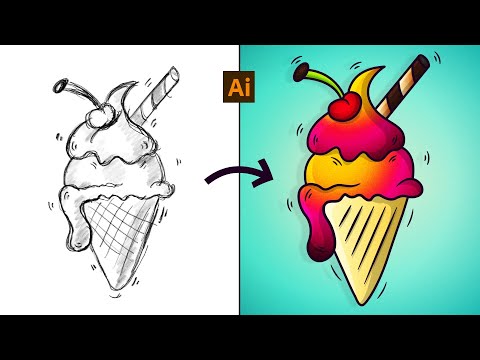 How to make Vector Graphics in Illustrator 2024. | Ice Cream Graphics in Adobe Illustrator 2024