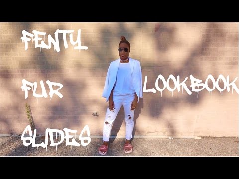 Rihanna Fenty X Puma Leadcat faux Fur slides LOOKBOOK|