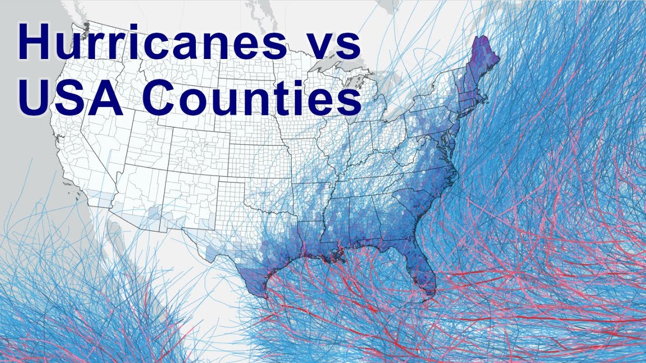 Hurricane Tracks by USA County