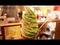 Japanese Street Food Matcha Vanilla ICE CREAM Topping Of Rice Cracker Kuromon Osaka Japan