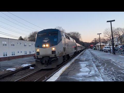Amtrak Equipment Move with MBTA Power Wash Train Cars in Andover, Massachusetts | January 26, 2022