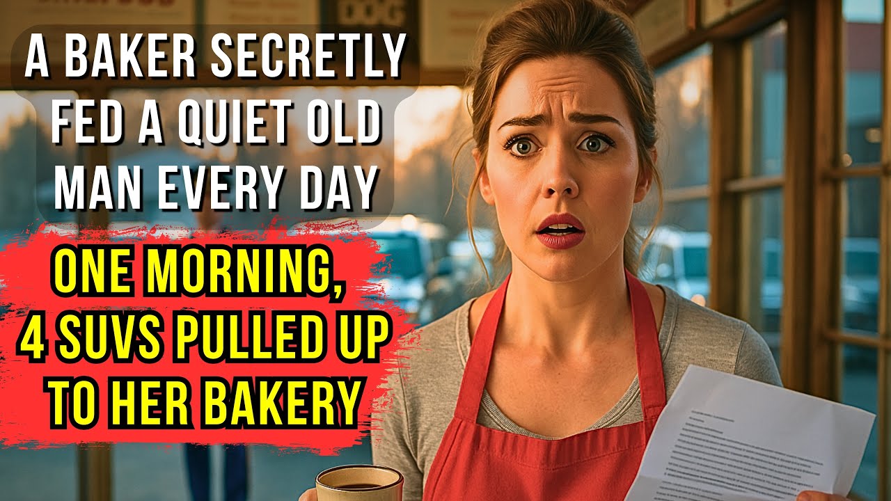 A Baker Secretly Fed a Quiet Old Man Every Day — One Morning, 4 SUVs Pulled Up to Her Bakery