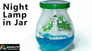Christmas Night Lamp. Snowman ⛄ in a JAR / Epoxy Resin Art
