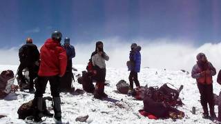 Above the clouds on the summit.