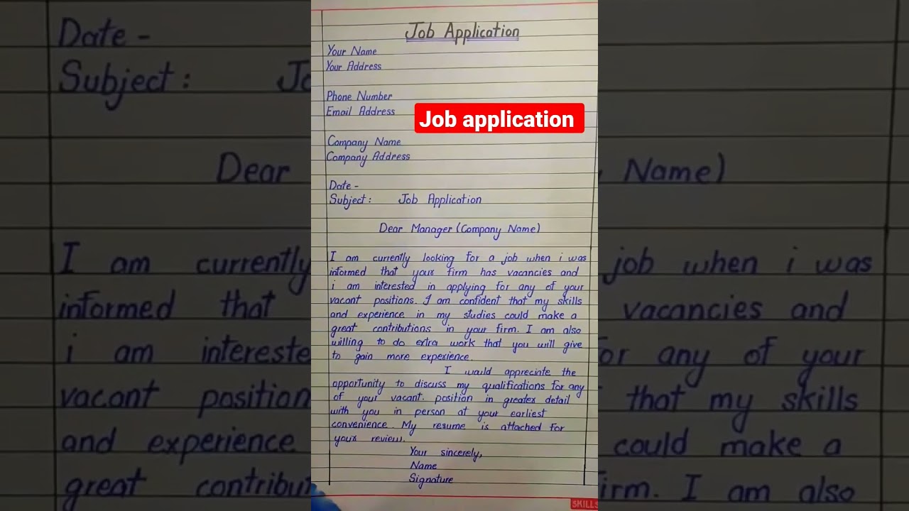 Job application letter for company