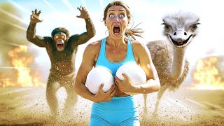 Life Million Years Ago | Lost Women And African Hominid Face Giant Ostrich Attack