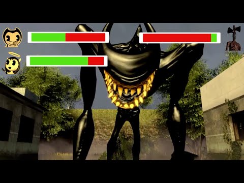 Bendy And The Ink Machine vs Siren Head WITH Healthbars!