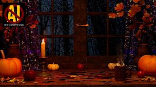 Rainy Autumn Cozy Window Ambience: Piano Music, Rain & Soft Thunder (With Music Toggle OFF Option)