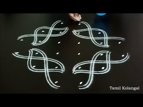 2 simple kambi kolam|kambi kolam|kolangal|tamil kolangal|sikku kolam|melikala muggulu with 6 dots