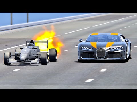 Bugatti Chiron 300+ vs Formula Jet Engine - Drag Race 20 KM