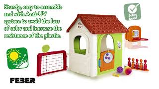 Žaidimų namelis vaikams | 6in1 boulingas, futbolas, krepšinis, raketės ir „Velcro“ kamuoliukų smiginis | Feber