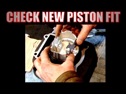 Check the fit of a new Wiseco motorcycle piston.