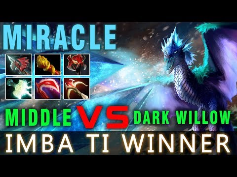 Dota 2 7.07 - Miracle Winter Wyvern Carry Middle vs Dark Willow - Imba TI Winner