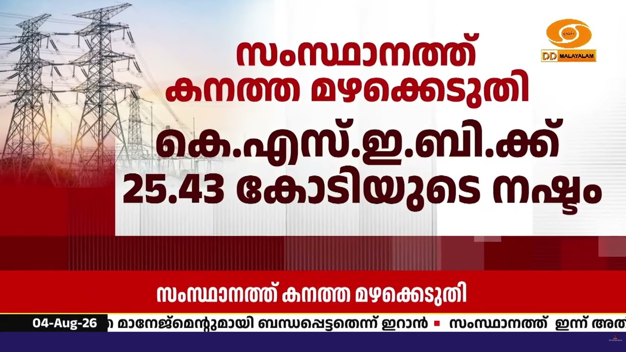 അതിതീവ്ര മഴയിൽ കെ.എസ്.ഇ.ബിക്ക് ₹25.43 കോടിയുടെ നഷ്ടം | KSEB | 