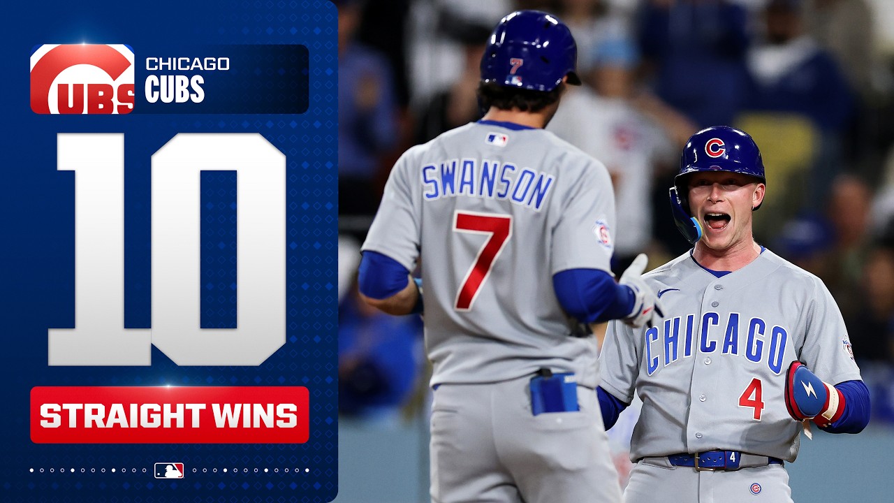 The Cubs have won 10 games in a row! 🐻 (Kept streak alive with DRAMATIC comeback vs. Dodgers! 👀)