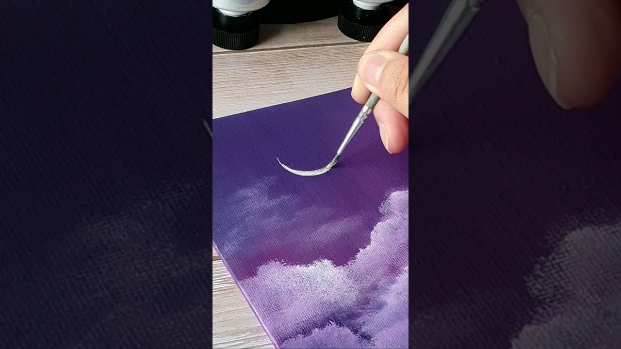 super easy purple clouds / easy acrylic painting ideas for beginners 💜