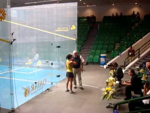 Qatar Classic 2009 - Round 2: Nicol David vs Jaclyn Hawkes (Post Match Interview)