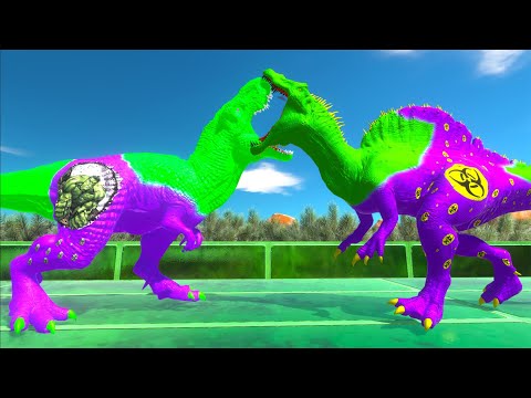 HULK T-REX vs SPIDERMAN GORO vs TOXIC SPINOSAURUS DEATH RUN -   Animal Revolt Battle Simulator
