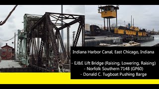 preview picture of video 'Indiana Harbor Canal, East Chicago, Indiana  EJ&E Lift Bridge  Donald C  Tugboat  Norfolk Southern 7'