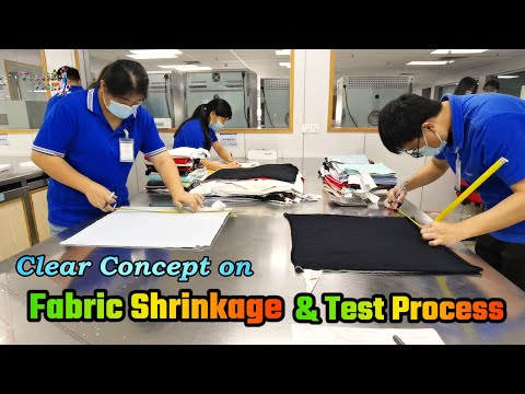 Part of a video titled Shrinkage Or Dimensional Stability to wash Test Process For Fabric