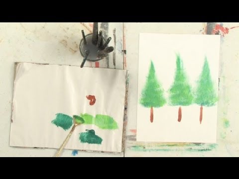 Painting Trees With a Fan Paint Brush : Oil Painting Techniques