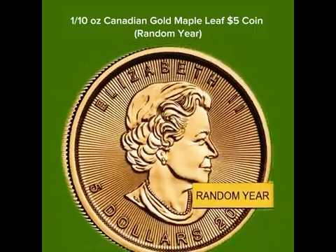 1/10 oz Canadian Gold Maple Leaf $5 Coin Random Year
