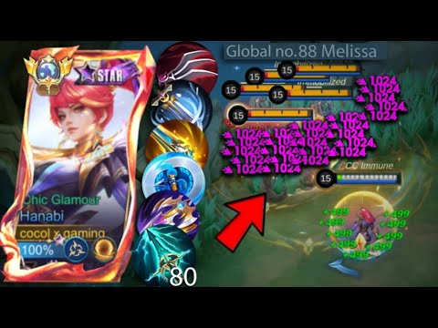 TOP GLOBAL HANABI BEST BURST CRIT DAMAGE BUILD 1 HIT 2025!!💀 (op build) - Mobile Legends