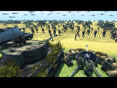 5,000 Russians Charge German Army TRENCH DEFENSE! - Men of War: WW2 Mod