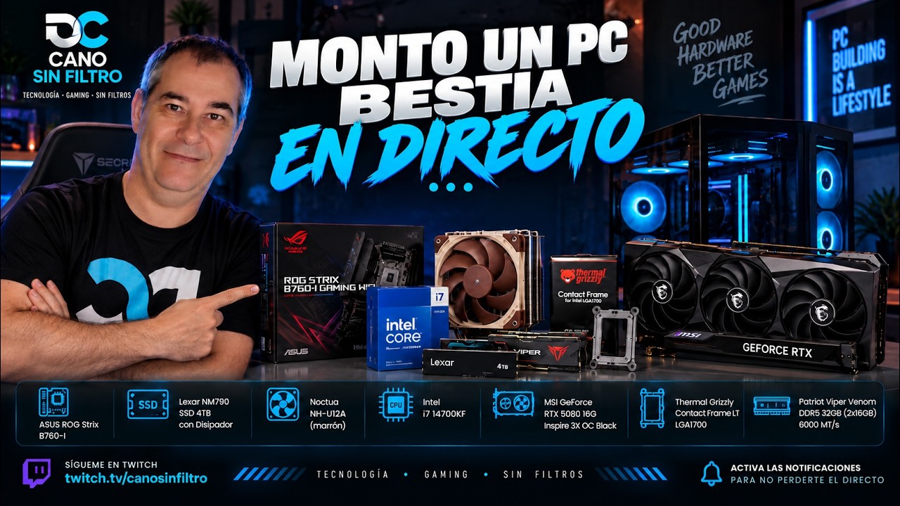 Monto un PC Gaming de Gama Alta en Directo: i7-14700KF + RTX 5080 + DDR5 6000