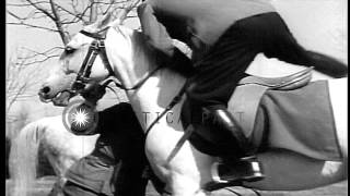 Marshal Josip Broz Tito rides his horse. HD Stock Footage