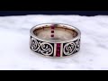 video - Renaissance Wedding Band with 12 Blue Sapphires