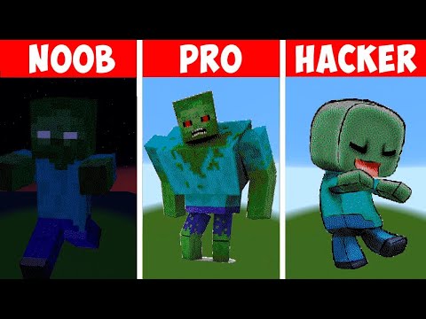 MINECRAFT NOOB vs PRO vs HACKER Minecraft Pixel art: Zombie / Animation