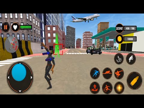 Killing Enamies - Flying Rope Cat Superhero Game - Android Gameplay